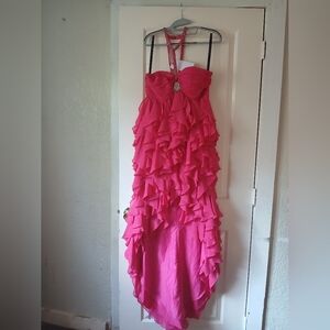 Women’s Hot Pink Ruffled Prom Dress